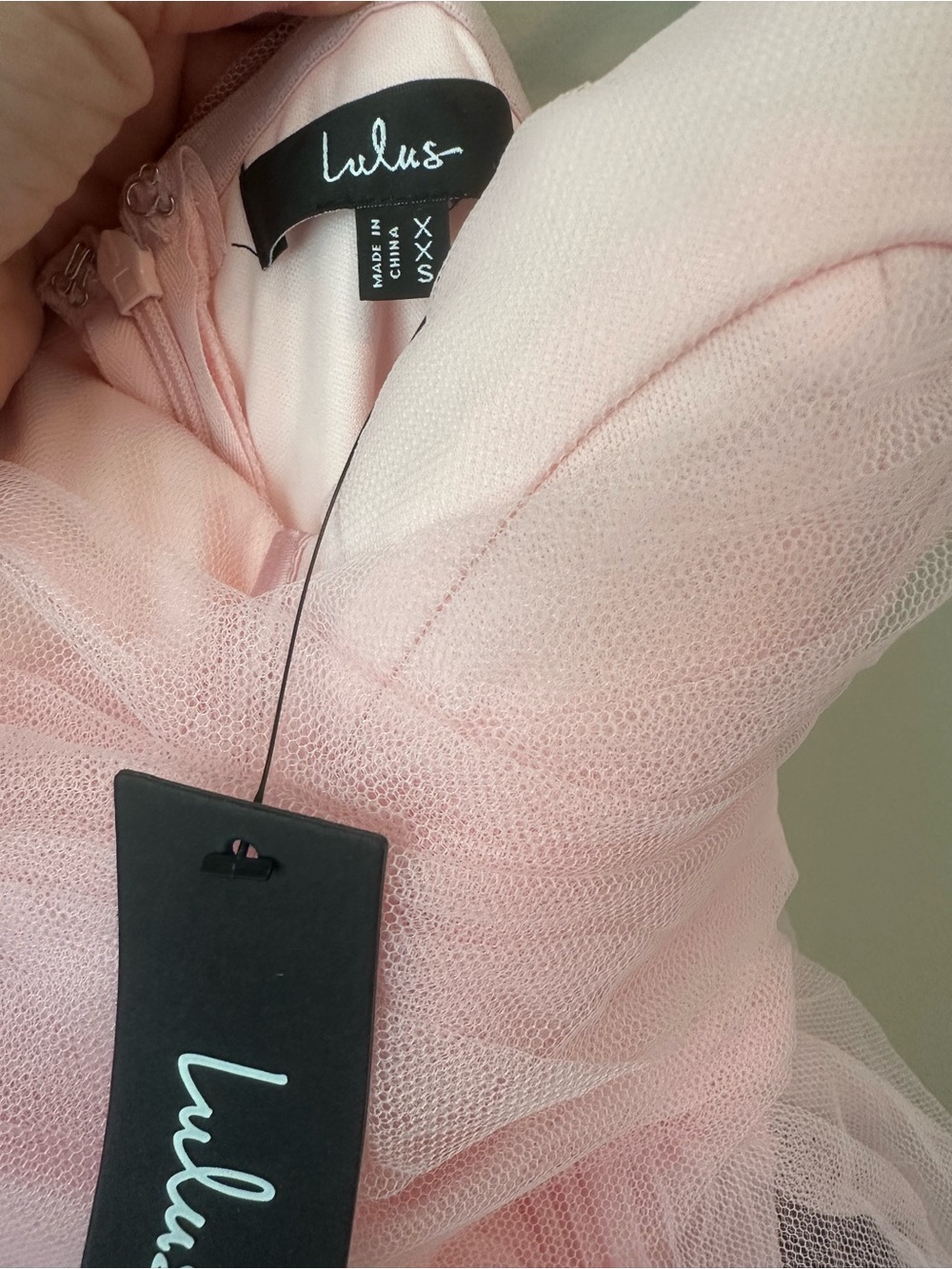 NWT! Lulus Fabulous Poise Light Pink Tulle Ruffled Tiered Maxi Dress. XXS - Picture 8 of 8